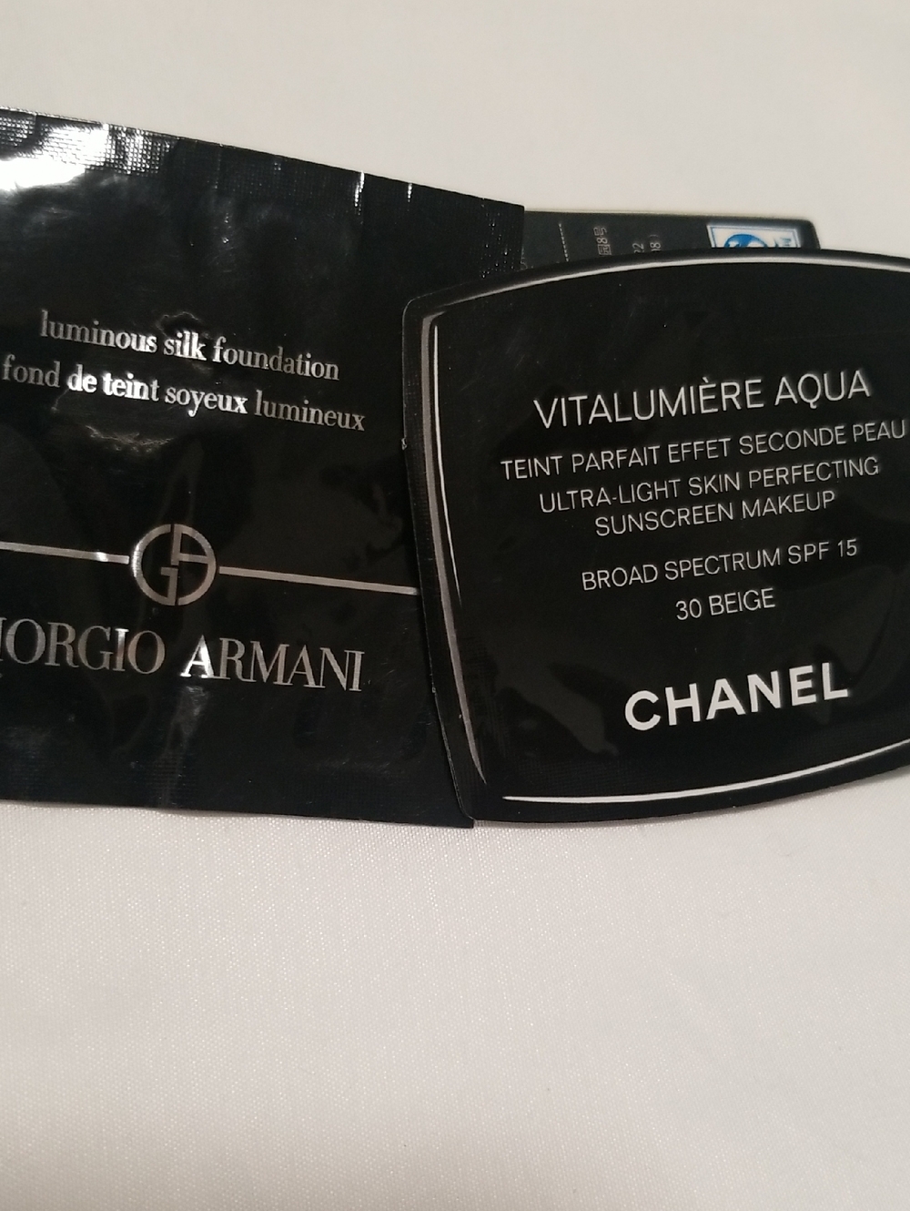 2 Samples Of Foundation Giorgio Armani and Chanel